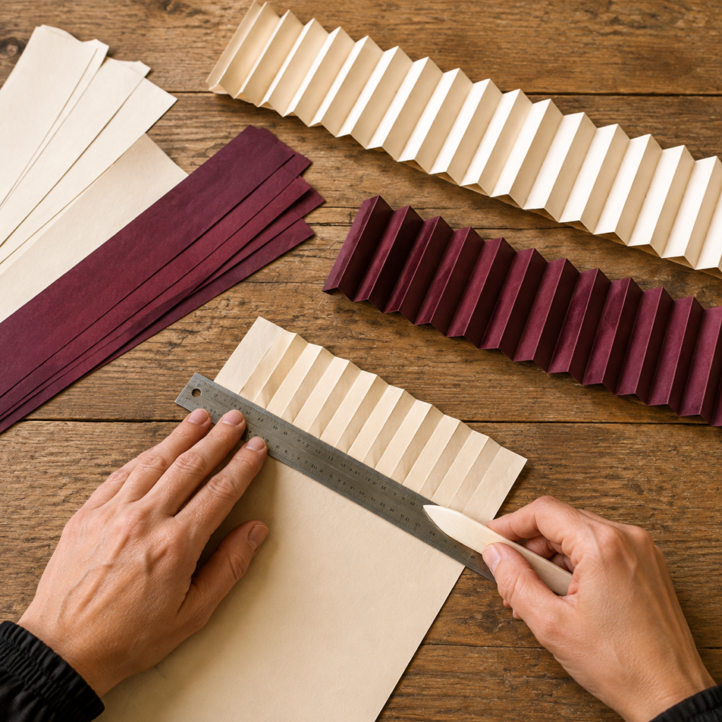 Accordion-Folding Cream and Berry Paper