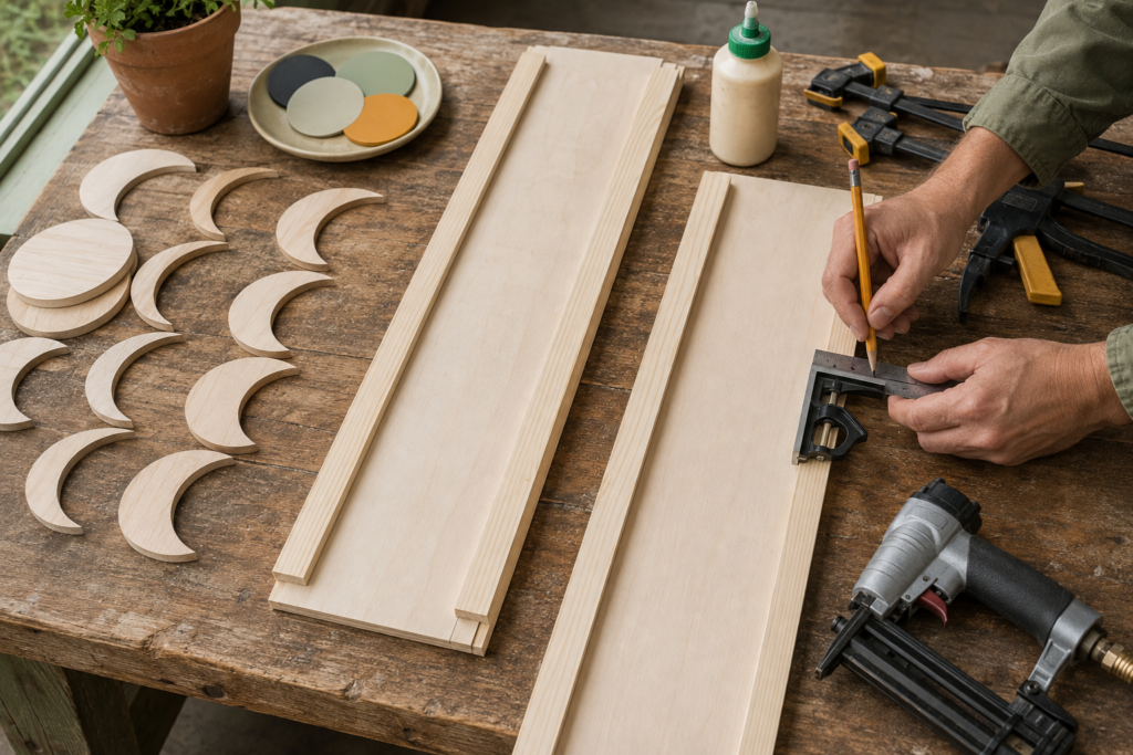 Assembling moon-phase shutter panels