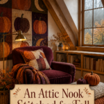 Attic Reading Nook with Quilted Fall and Pumpkin Decor