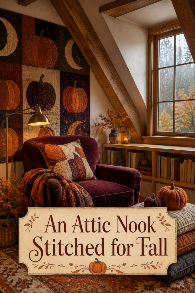 Attic Reading Nook with Quilted Fall and Pumpkin Decor