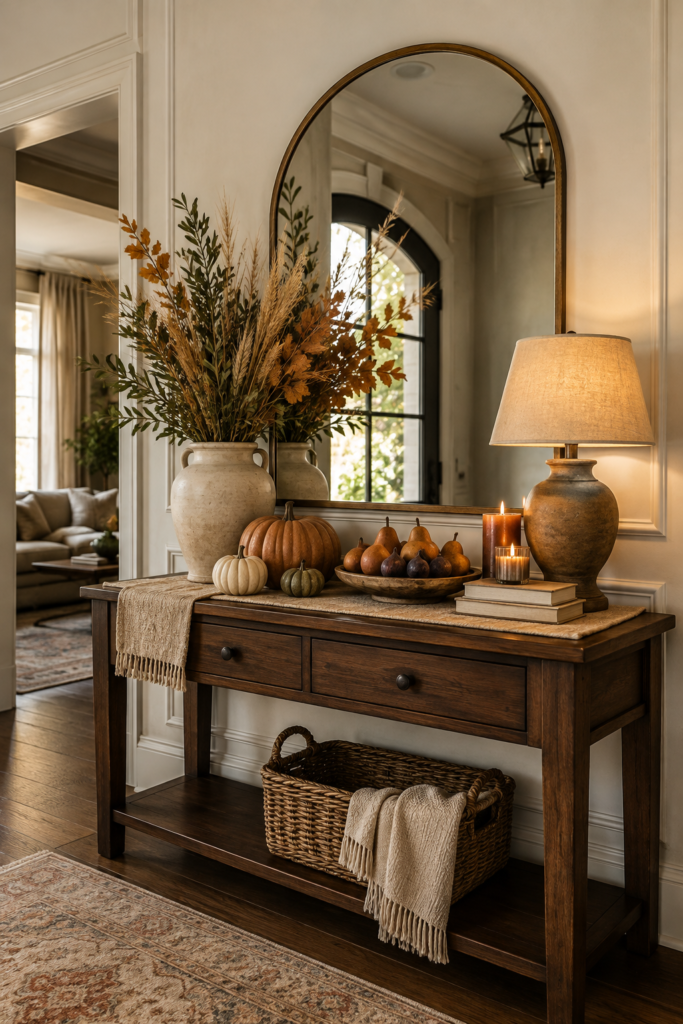 Autumn Foyer with Rustic Console Decor