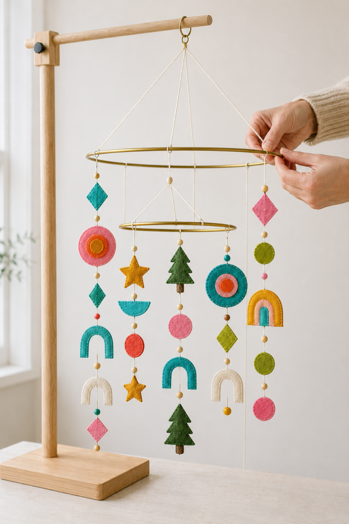 Balancing a Two-Tier Felt Christmas Mobile