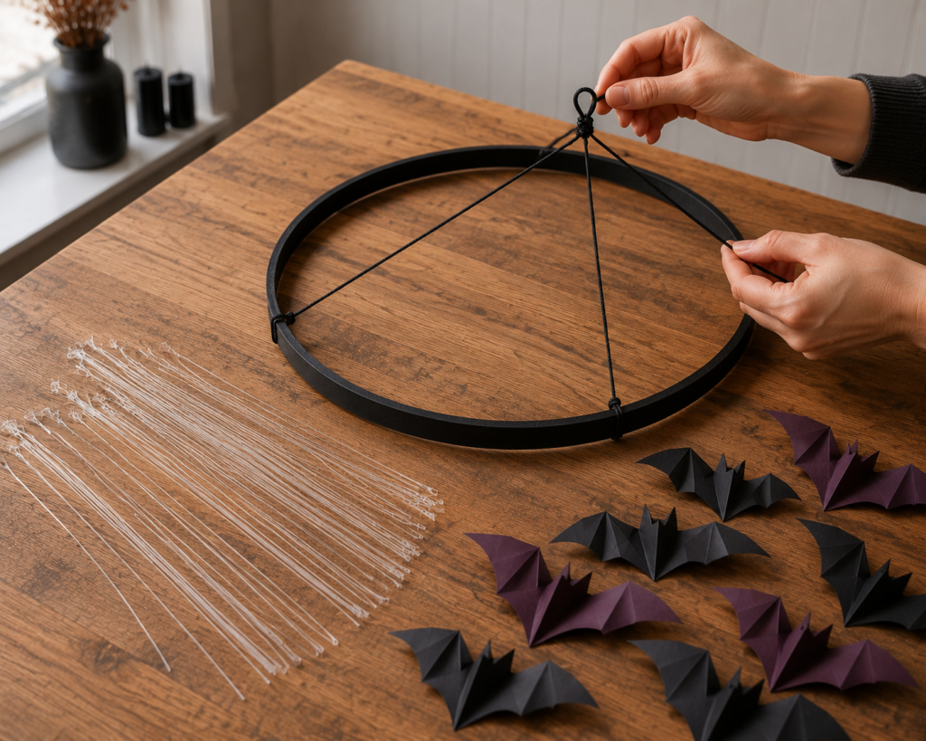 Balancing cords for the bat chandelier