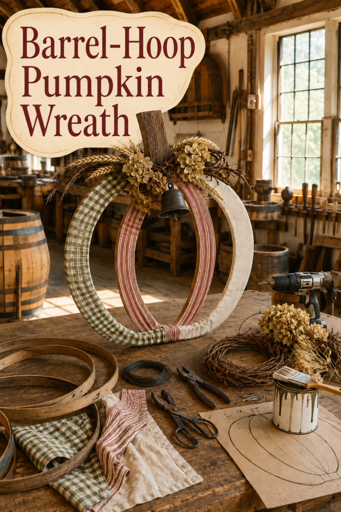 Barrel-hoop pumpkin wreath