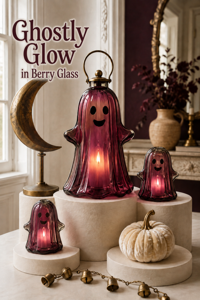 Berry Glass Ghosts with Cream Pumpkins