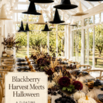 Blackberry Black and Ivory Elegant Halloween Tablescape