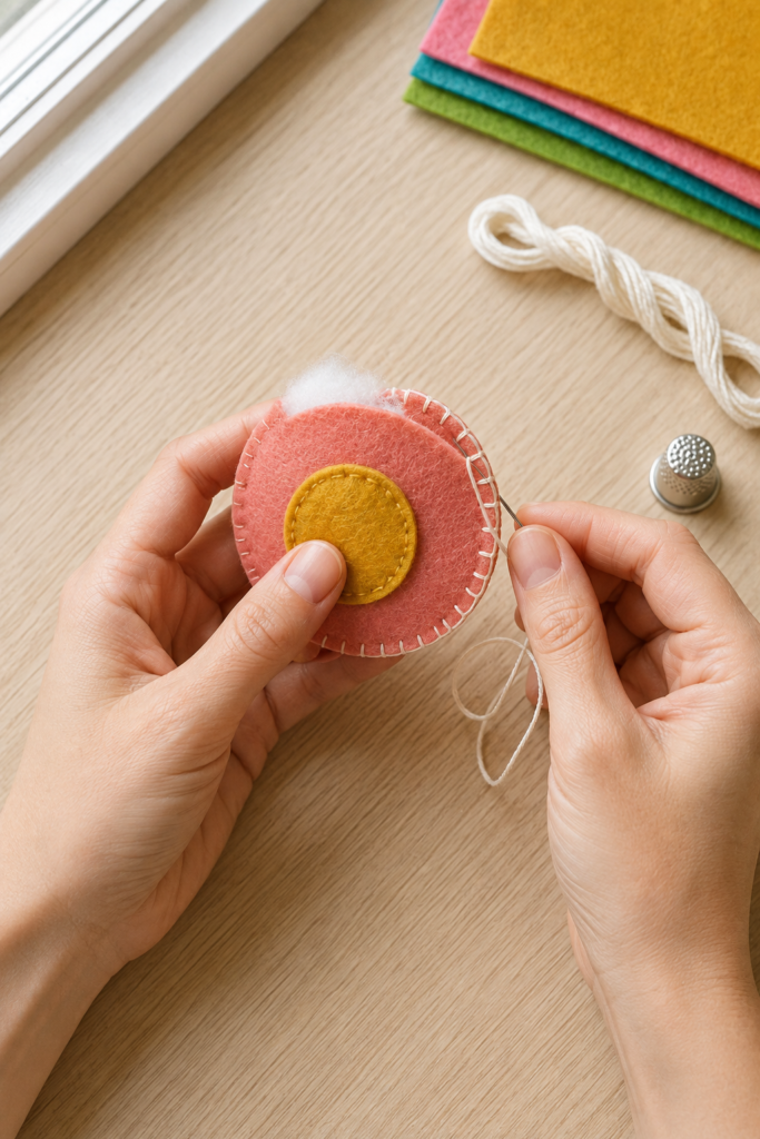 Blanket-stitched layered felt ornament