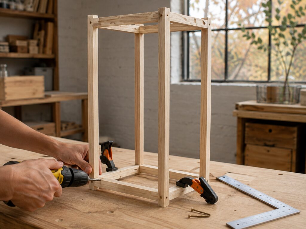 Building an open wooden lantern frame