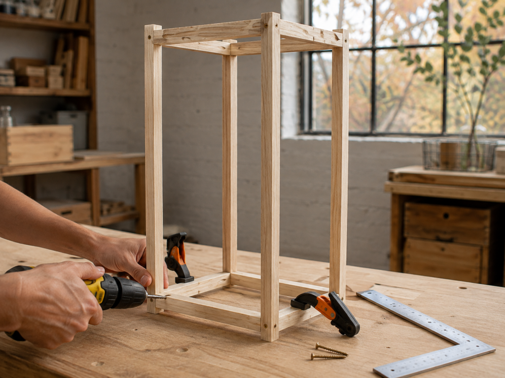 Building an open wooden lantern frame