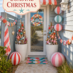 Candy Cane Coastal Christmas Front Door Decor