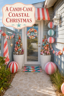 Candy Cane Coastal Christmas Front Door Decor