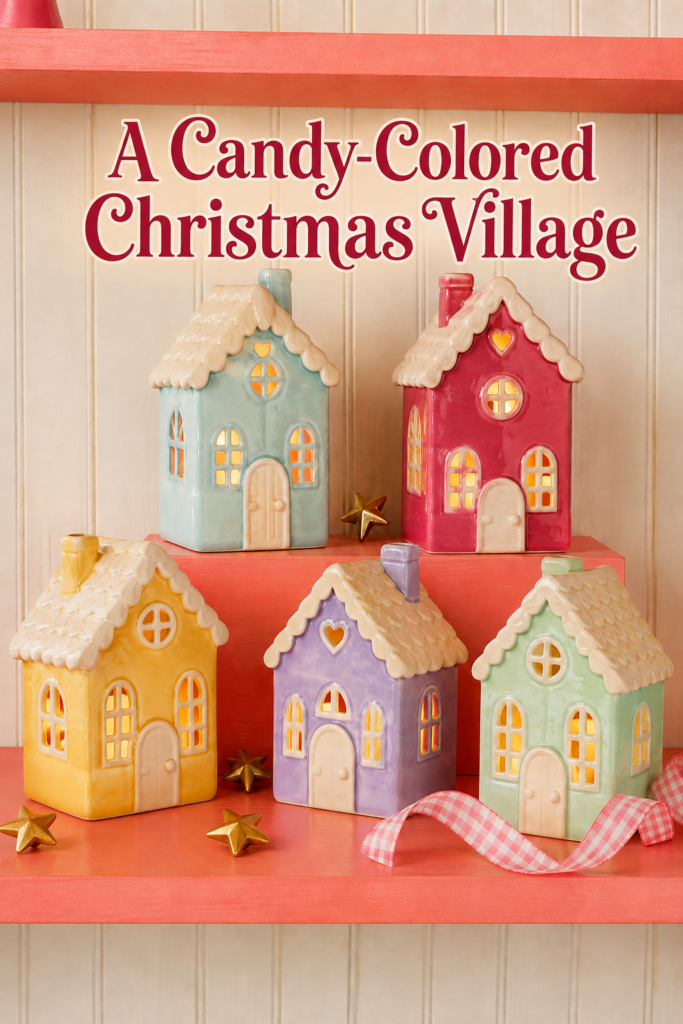 Candy Colored Ceramic Christmas Village Houses