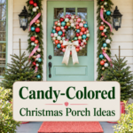 Candy Colored Christmas Front Porch Door Decor