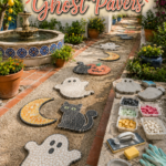 Candy-Mosaic Ghost and Cat Halloween Pavers