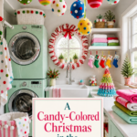 Candy-themed Christmas laundry room decor