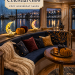 Celestial Moon and Navy Blue Fall Houseboat Salon