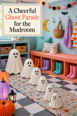 Cheerful Halloween Mudroom Ghost Parade
