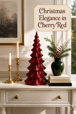 Cherry Red Green and White Entry Table Christmas