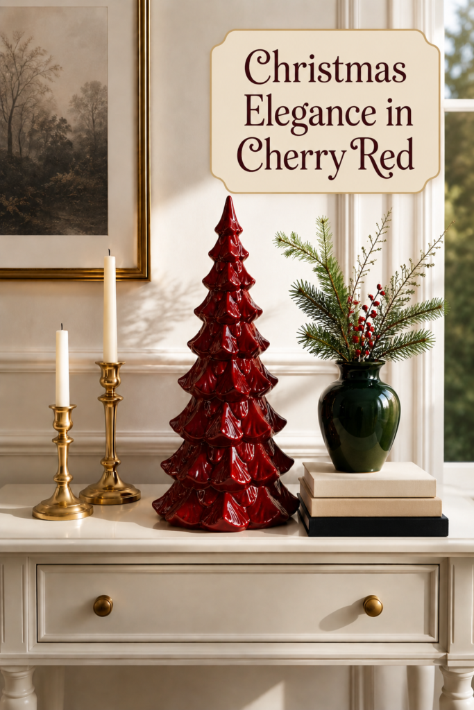 Cherry Red Green and White Entry Table Christmas