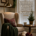 Christmas Knitting Corner with Chair Textured Throw and Basket