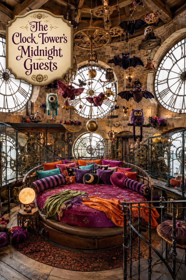 Clocktower Bedroom in Halloween Jewel Toned Decor