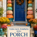 Colorful Pumpkin Towers for Porch Decor
