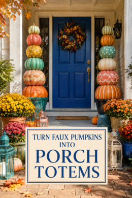 Colorful Pumpkin Towers for Porch Decor