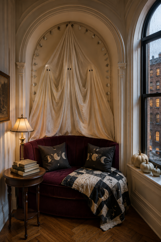 Cranberry Velvet Ghost Alcove in an Apartment
