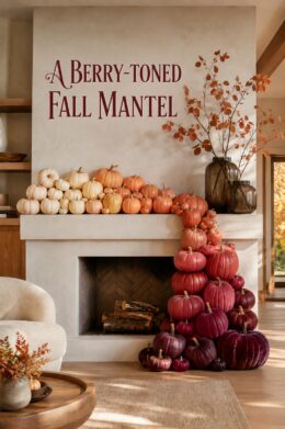 Cream to Berry Gradient Fireplace Pumpkin Decor