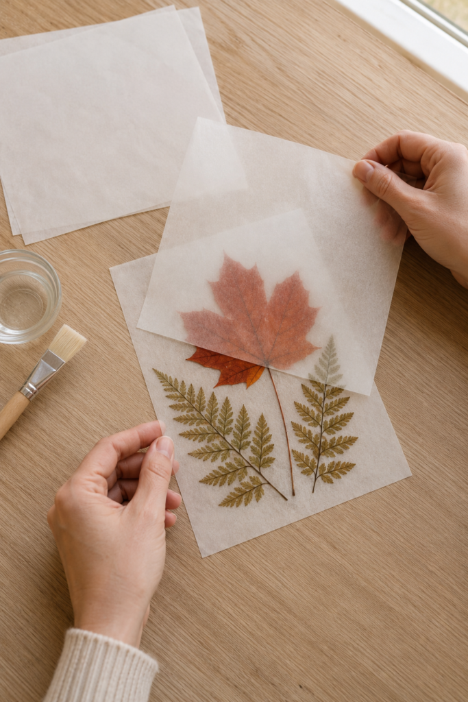 Creating a pressed-leaf lantern panel