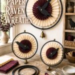 DIY Pleated Paper Raven Halloween Wreaths