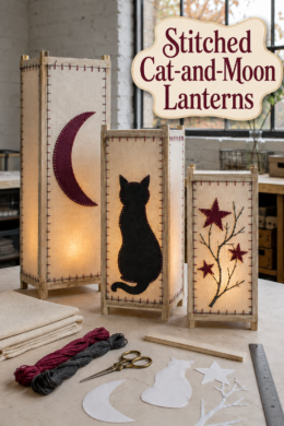 DIY Stitched Cat-and-Moon Lanterns