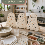 DIY Terrazzo Ghost Stepping Stones for Halloween