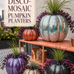 DIY disco-mosaic pumpkin planters