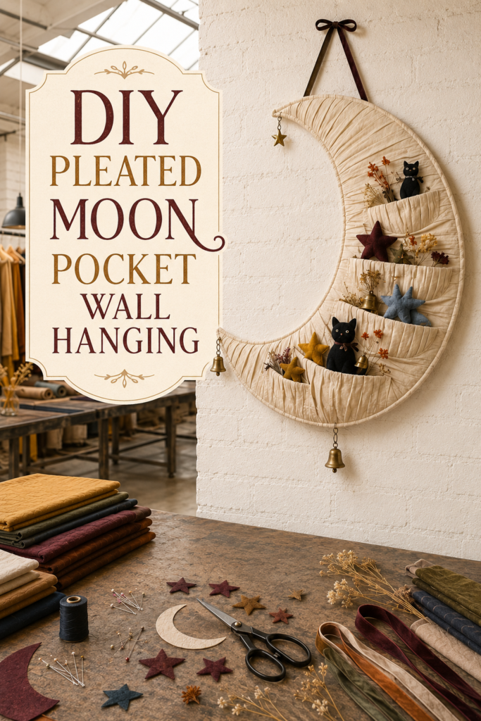 Pleated Moon-Pocket Wall Hanging DIY with pockets for fall treasures