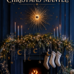 Dark Blue and Star Lights Christmas Mantel