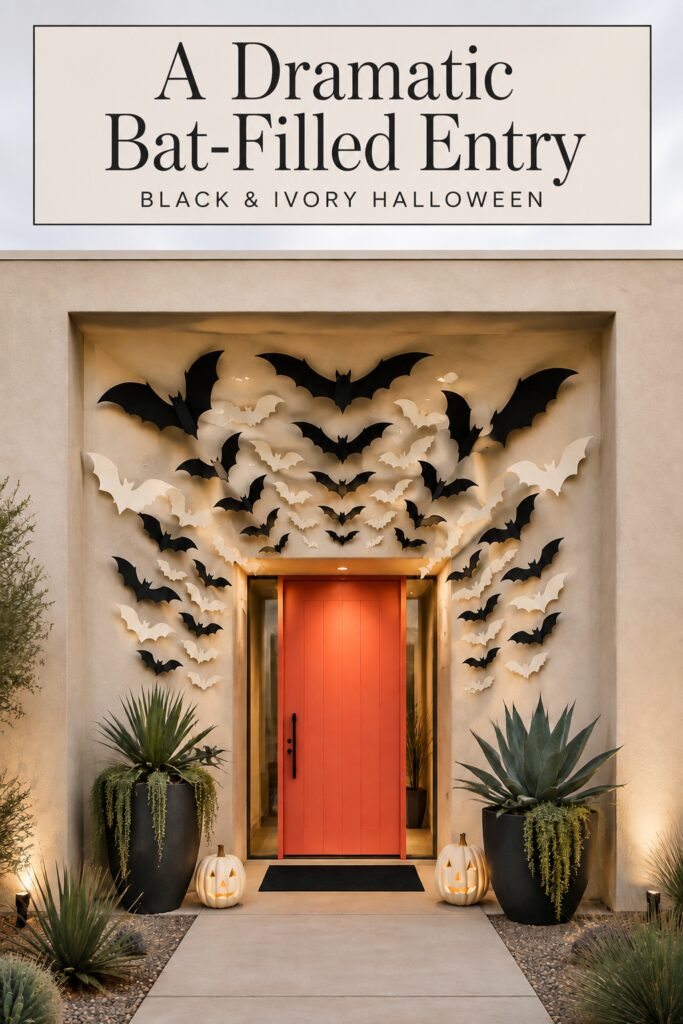 Dramatic Bat Themed Halloween Outdoor Entry