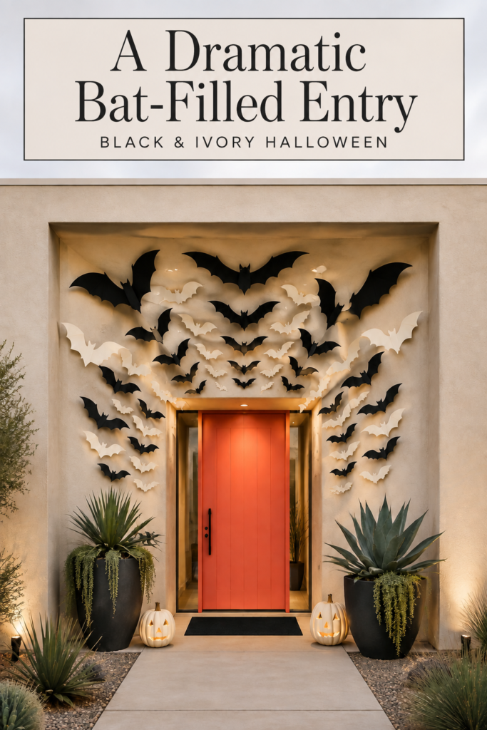 Dramatic Bat Themed Halloween Outdoor Entry