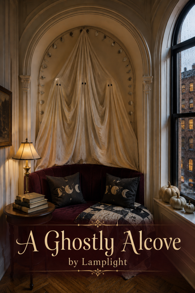 Draped Sheet Creates Halloween Ghost in Apartment Alcove