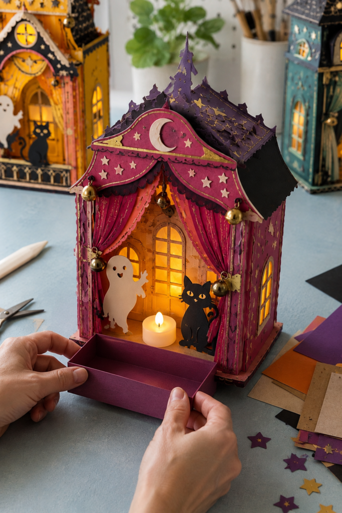 Dressing a glowing paper theater house