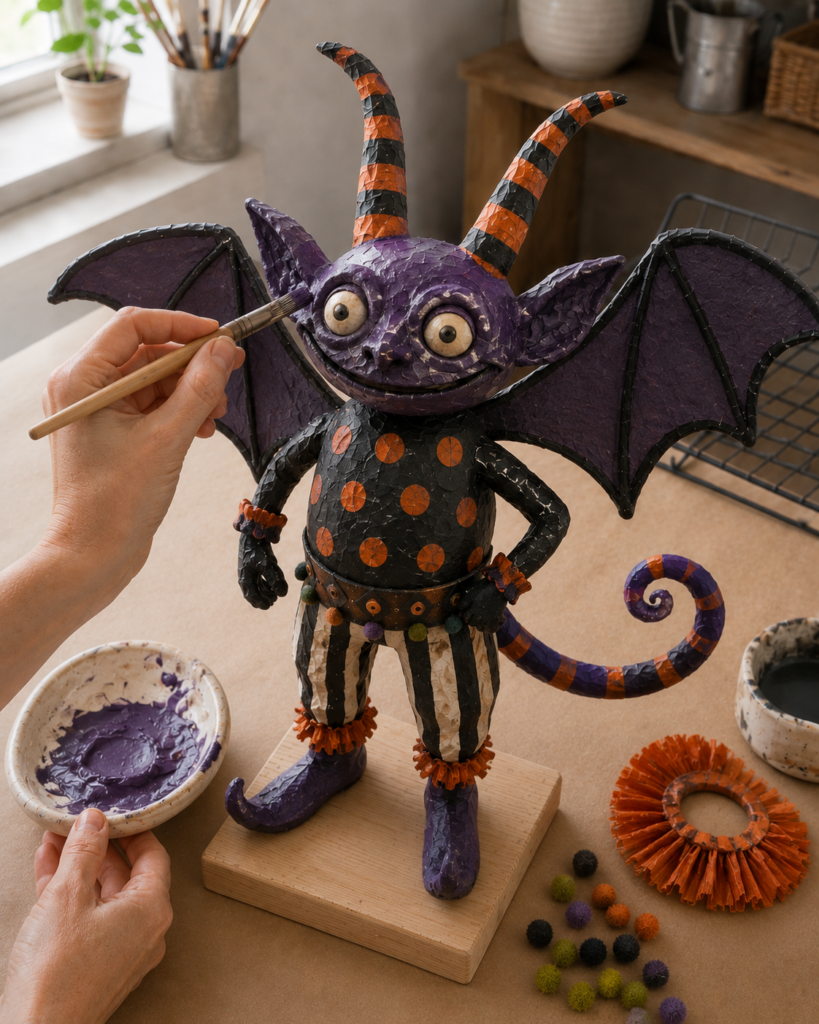 Dry-Brush Painting a Paper-Mache Creature