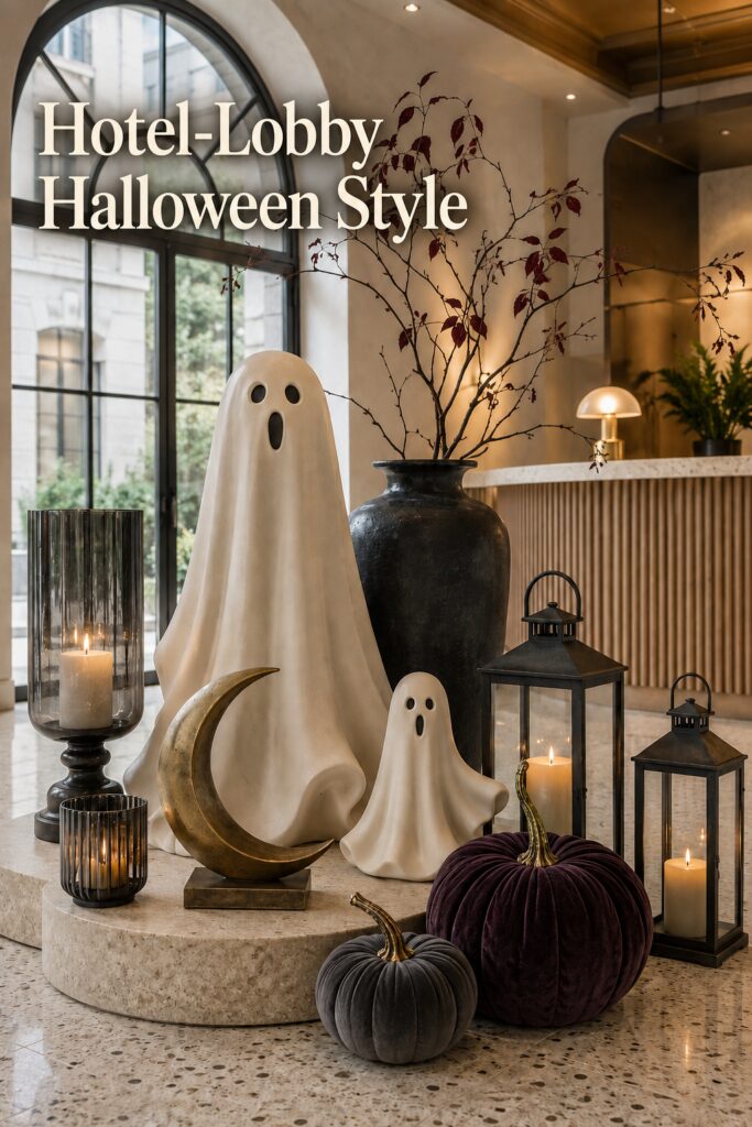Elegant Halloween Display with Hotel Lobby Vibe