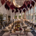 Enchanted Halloween Tablescape with Velvet Leaves and Pears