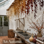 Fall Leaf Decor Canopy in Large Laundry Room