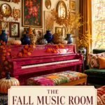 Fall Music Room with Leaf Print Wall Art