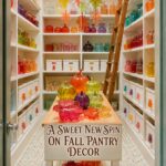 Fall Themed Pantry with Glass Pumpkin Jars