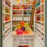 Fall Themed Pantry with Glass Pumpkin Jars