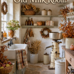Farmhouse dairy room with fall decor