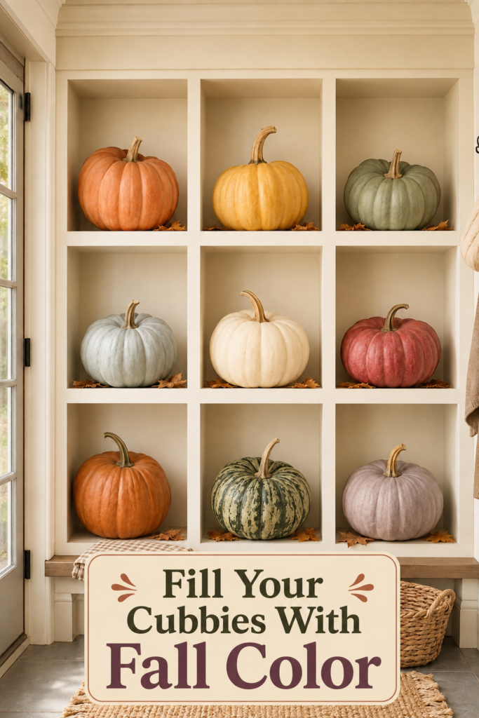 Fill your cubbies with fall color and large pumpkins