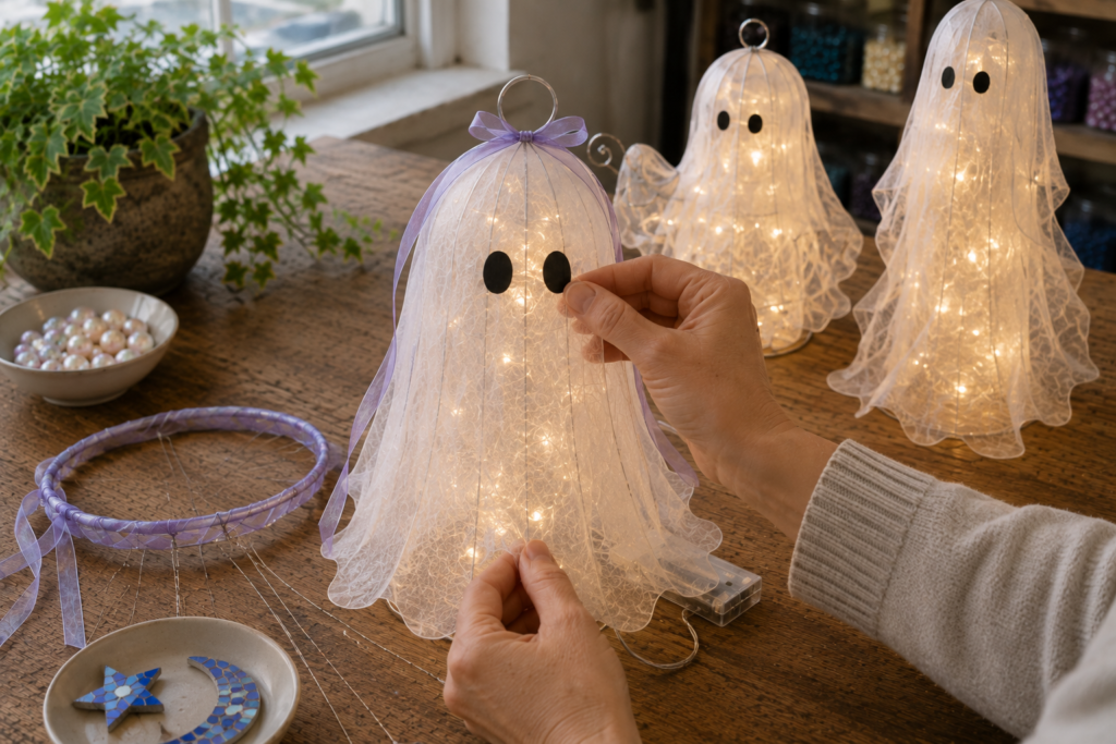 Finishing a Glowing Vellum Ghost Lantern